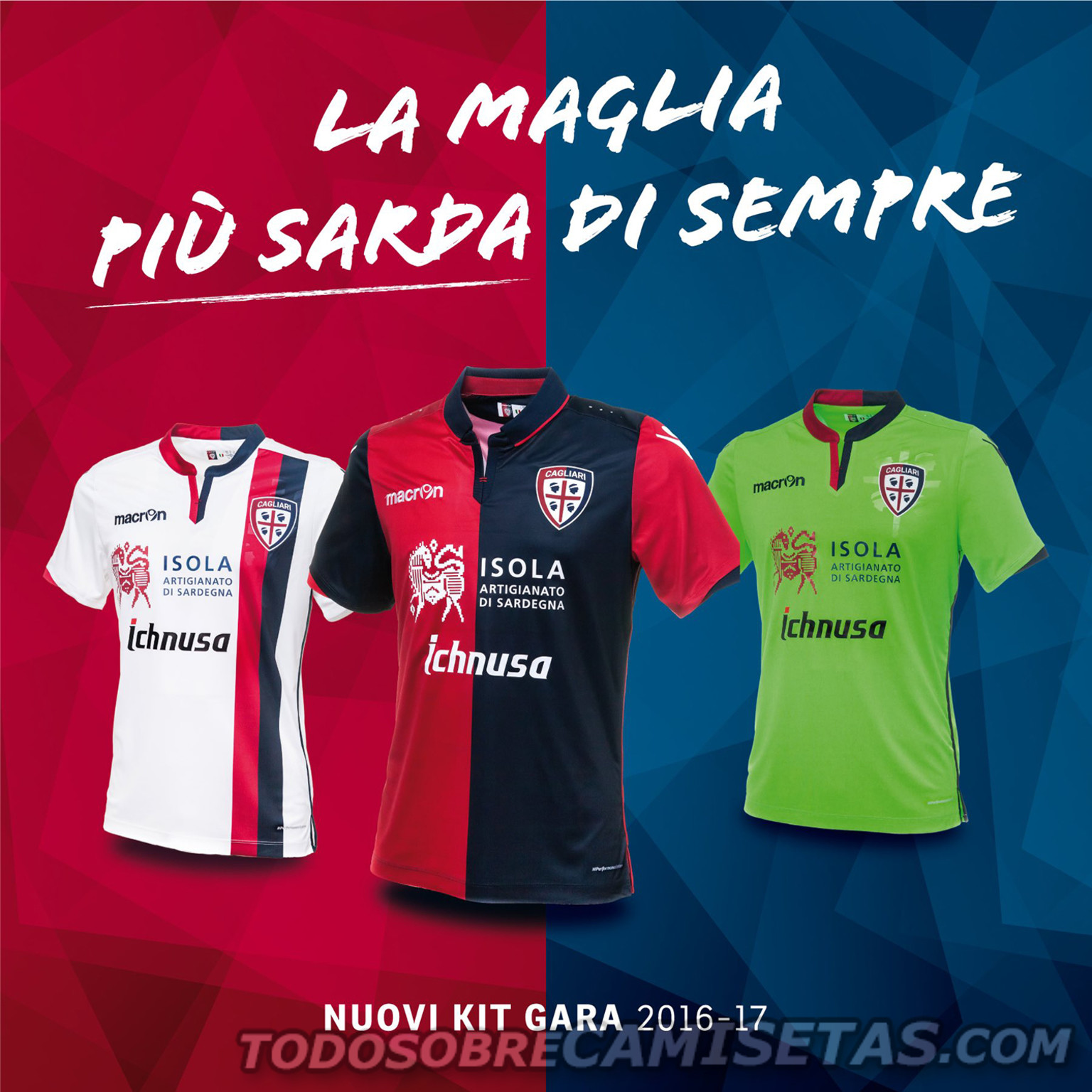Cagliari Calcio Macron Maglie 2016-17