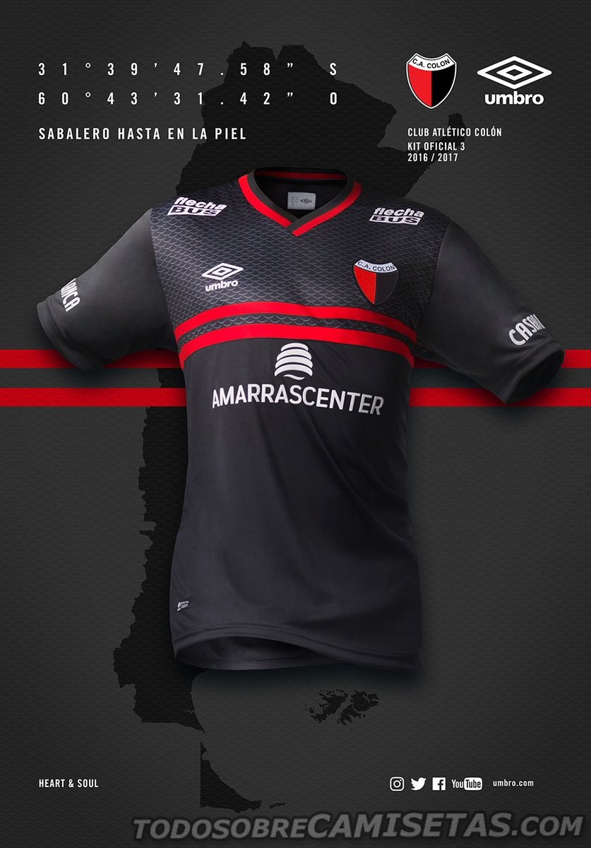 Tercera Camiseta Umbro Colon de Santa Fe 2016-17