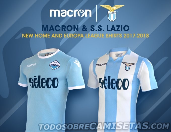 SS Lazio Macron Home and Europe Shirts 2017-18