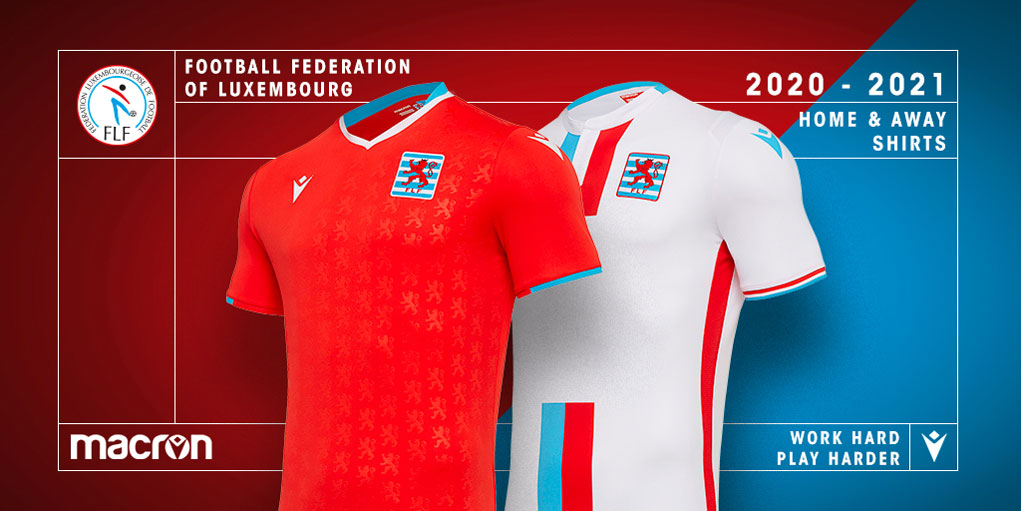 Macron Luxemburgo hogar camiseta m20 rojo FLF Home matchday camisa fan Jersey M-XXL