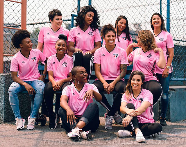 Camisas Rosa adidas de Flamengo y São Paulo 2019