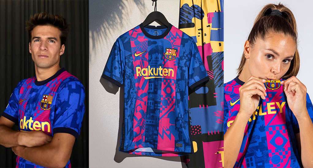 Barcelona Conjunto Camiseta y Pantalón Replica 3ª EQ Temporada 2021/22 Producto Autorizado con Licencia Dorsal Fútbol Club Barcelona FC 